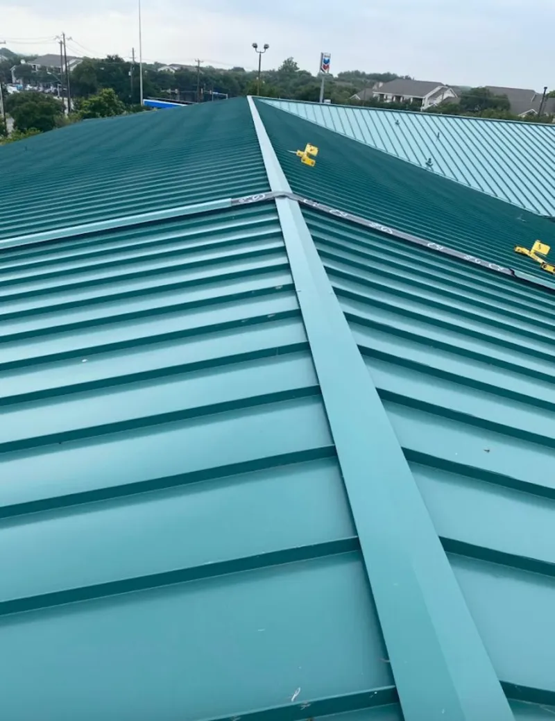 Green commercial metal roof ridge and valley for Metal Roof Repair in Pontotoc